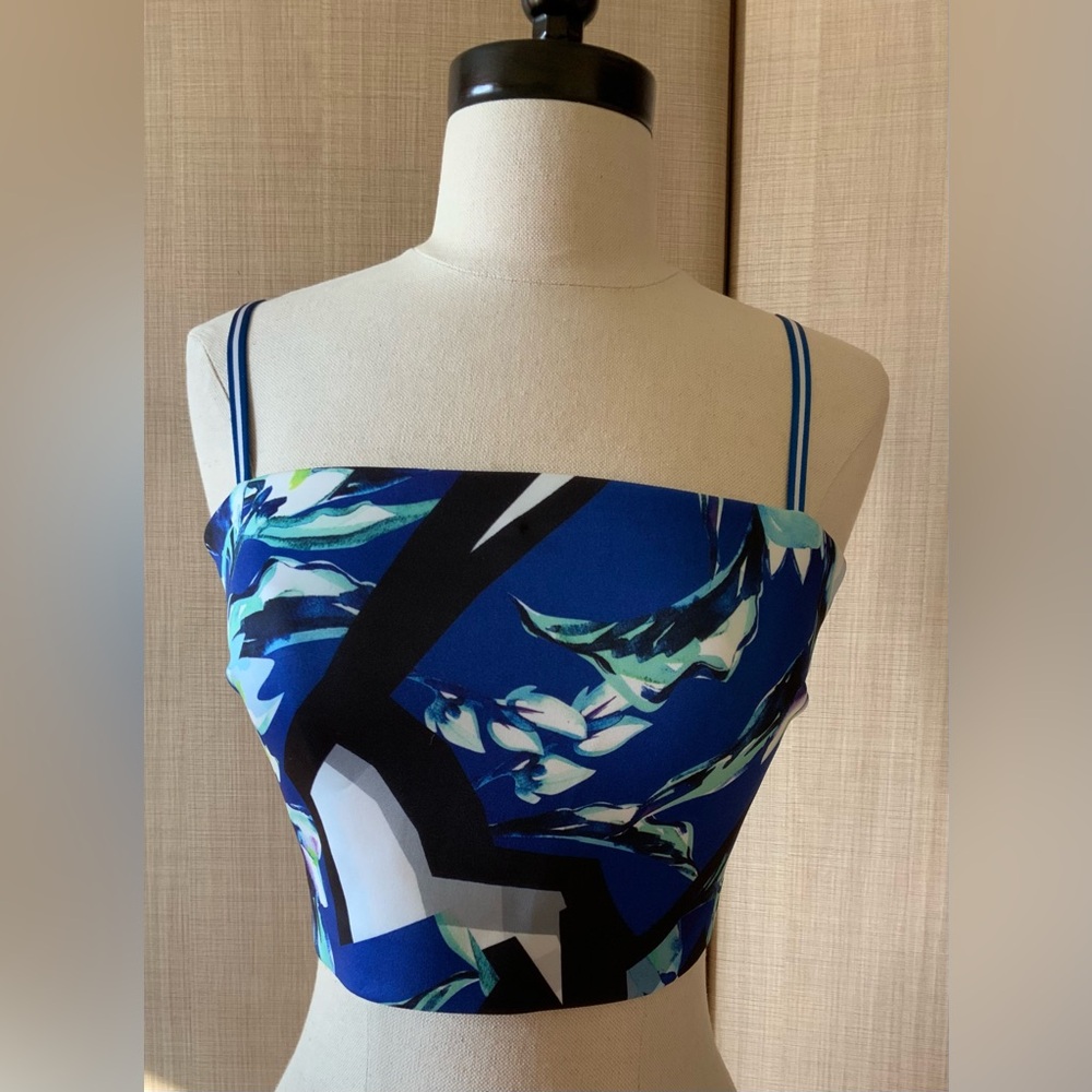 Women’s CLOVER CANYON  Strappy Stretchy Floral Blue Crop Top Size M